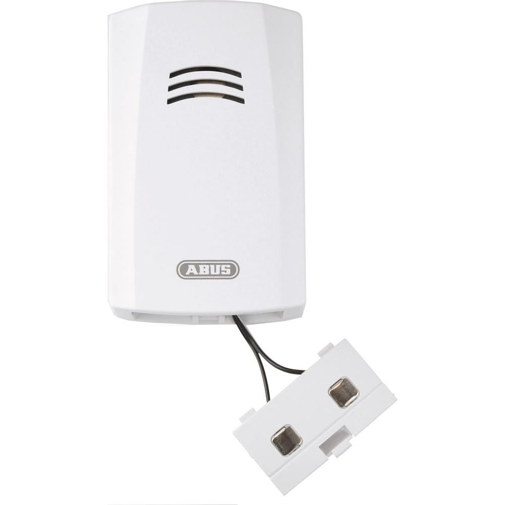 Ein weißes ABUS-Gerät mit Lüftungsschlitzen und einem abnehmbaren Batteriefach.