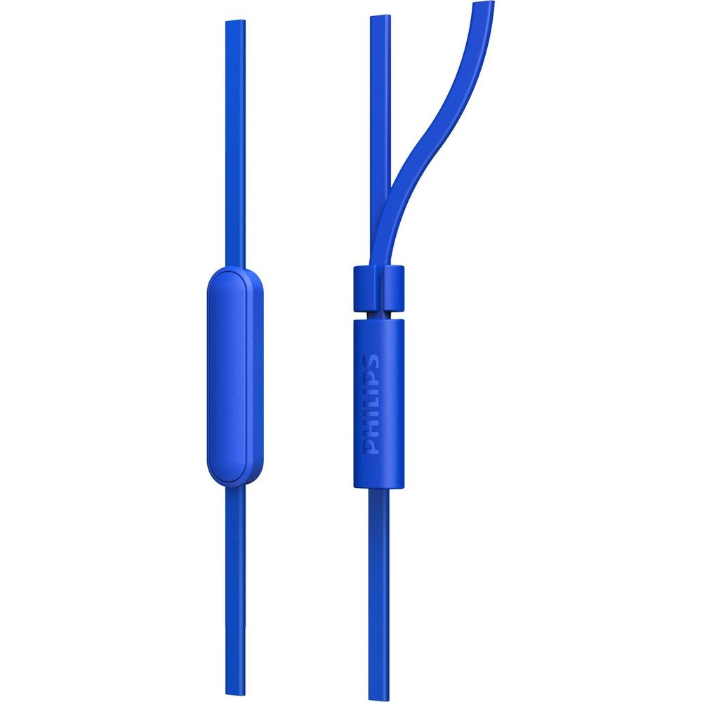 Blaue Philips-Kopfhörerkabel mit Mikrofon und Fernbedienung.