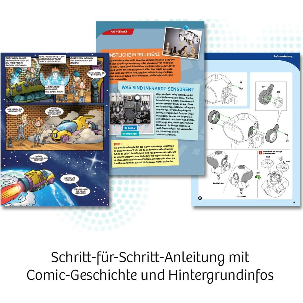 Strona komiksowa, strona informacyjna o czujnikach i instrukcja montażu.