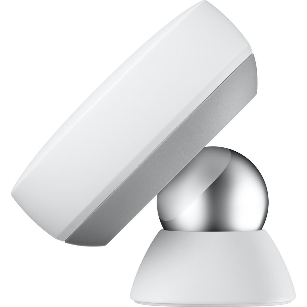 Un appareil blanc et argent avec joint à rotule sur fond blanc.