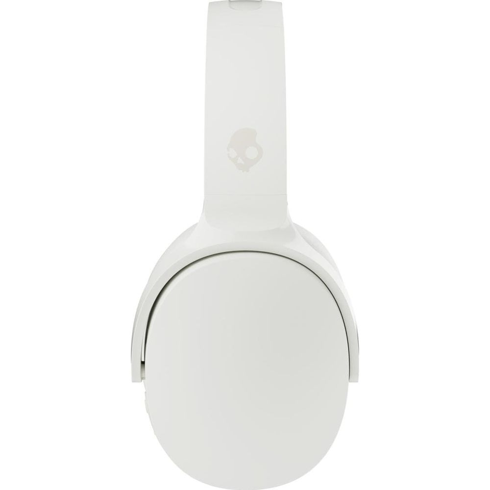 White headphones with Skullcandy logo on the headband.