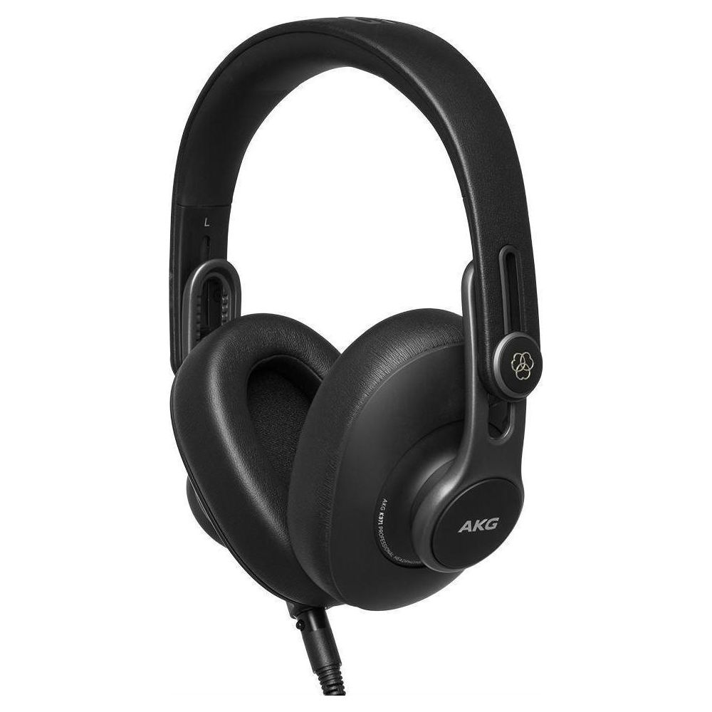 Schwarze AKG-Kopfhörer mit gepolsterten Ohrmuscheln und verstellbarem Bügel.