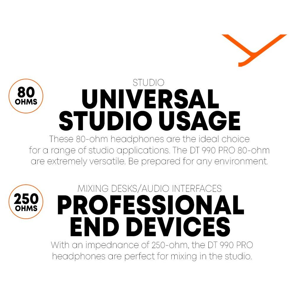 Słuchawki 80 Ohm do studia, 250 Ohm do urządzeń profesjonalnych.