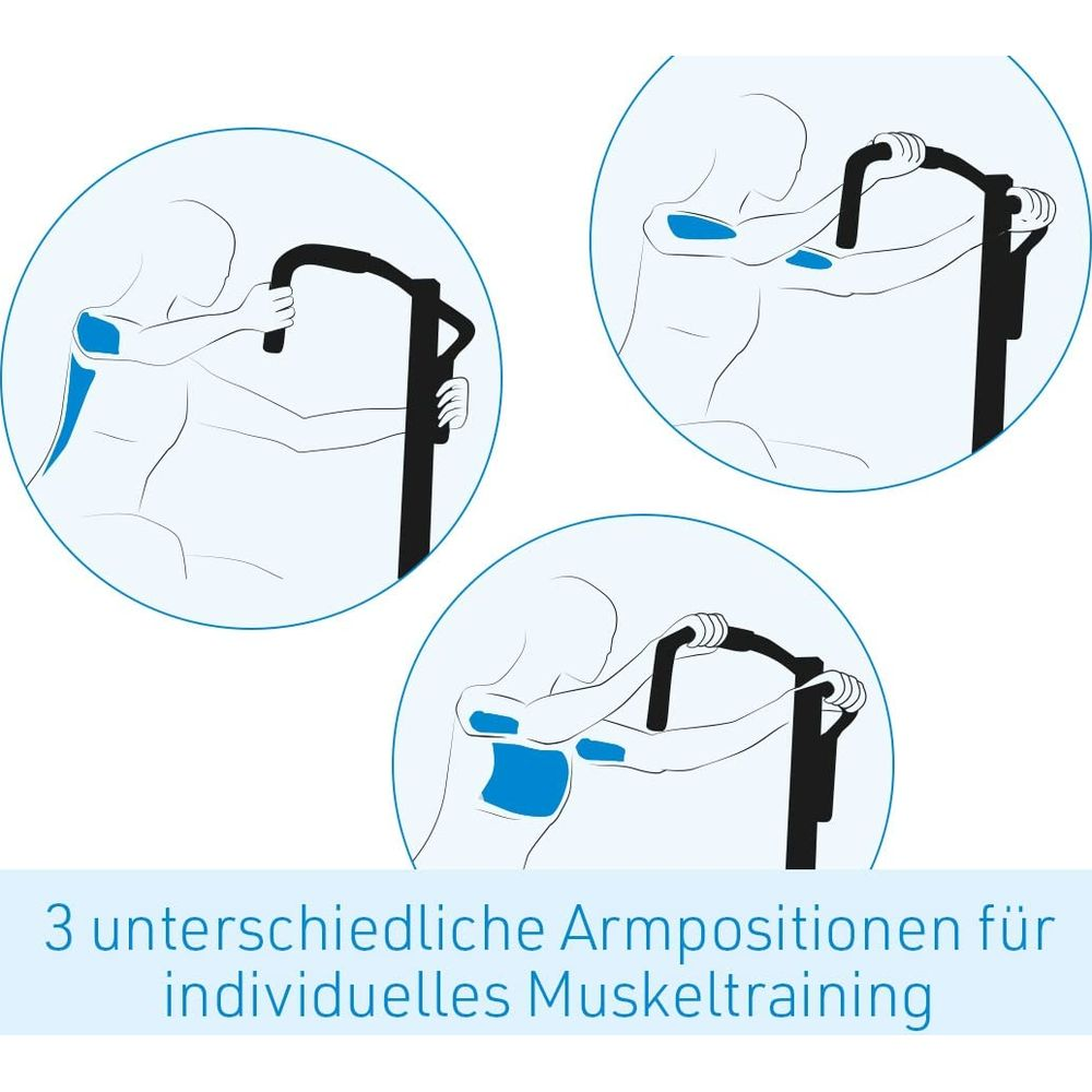 Tre posizioni del braccio per l'allenamento muscolare individuale.