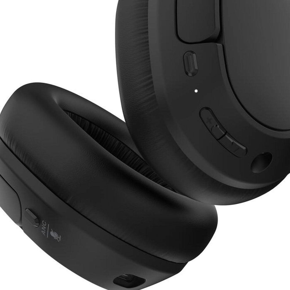 Casque noir avec bouton ANC et commandes de volume.