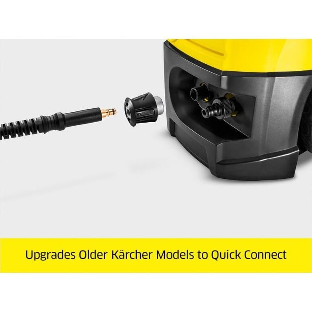 Myjka Karcher z szybkozłączką i wężem.