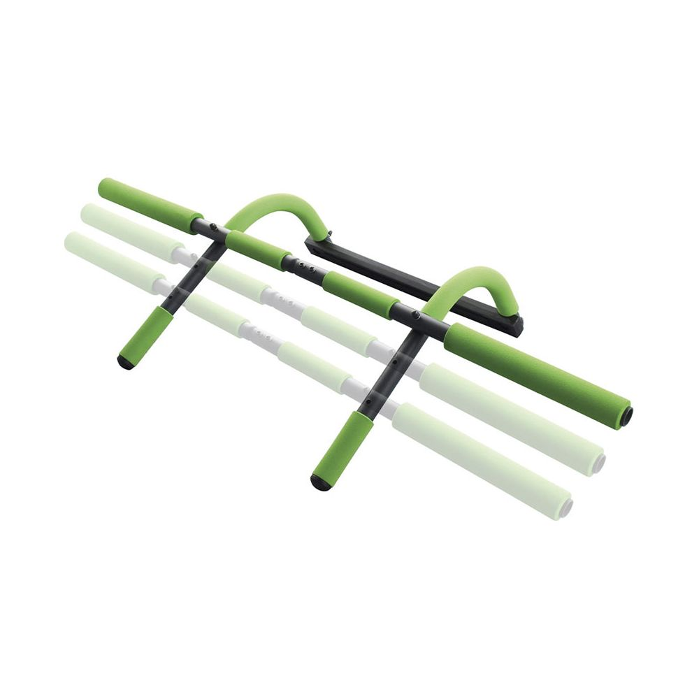 Barra per trazioni verde con impugnature imbottite.