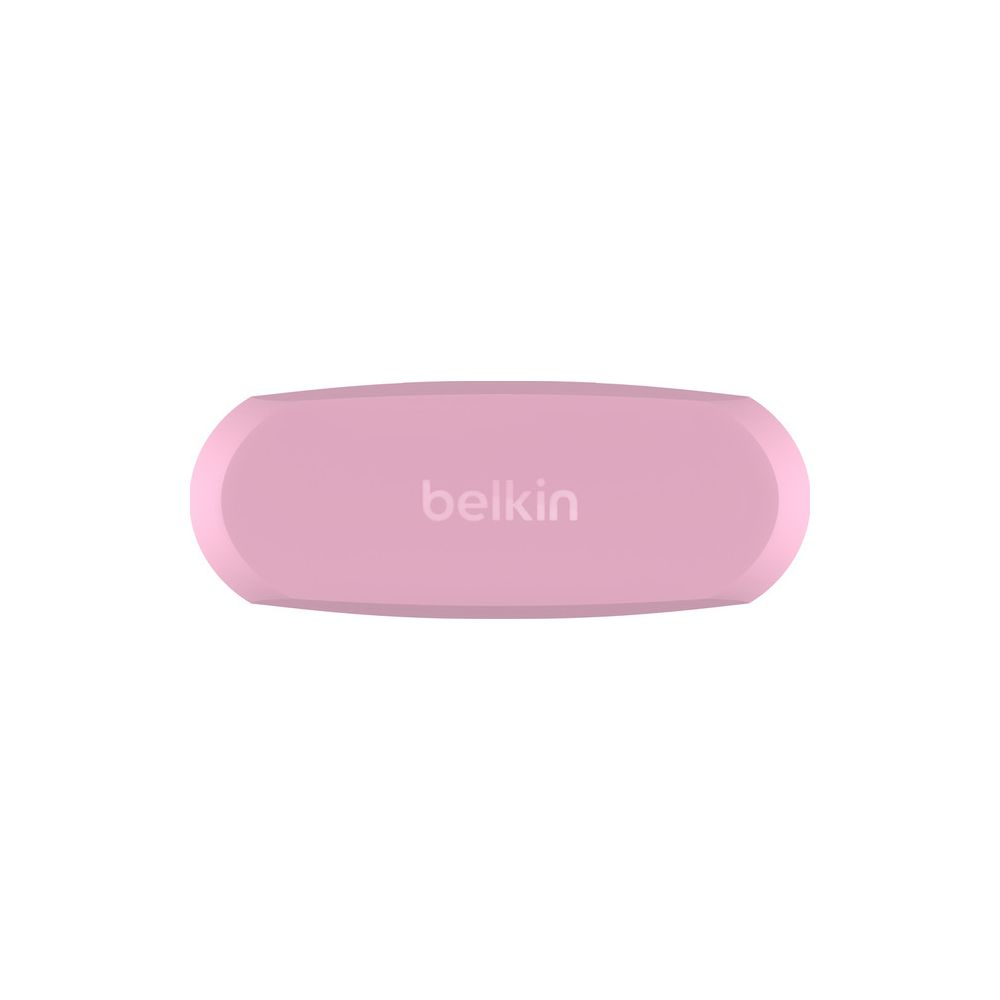 Różowe etui na słuchawki Belkin z zaokrąglonymi krawędziami.