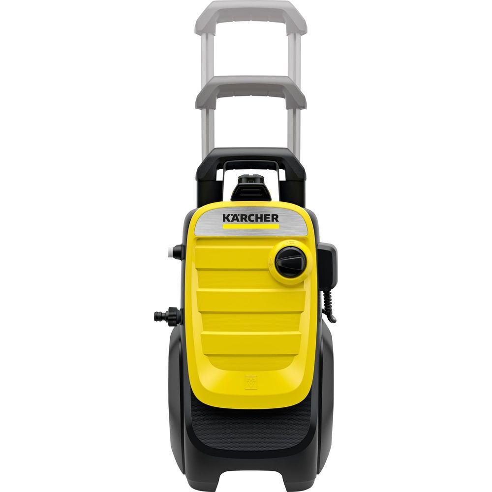 Idropulitrice Karcher gialla con base nera e manico retrattile.