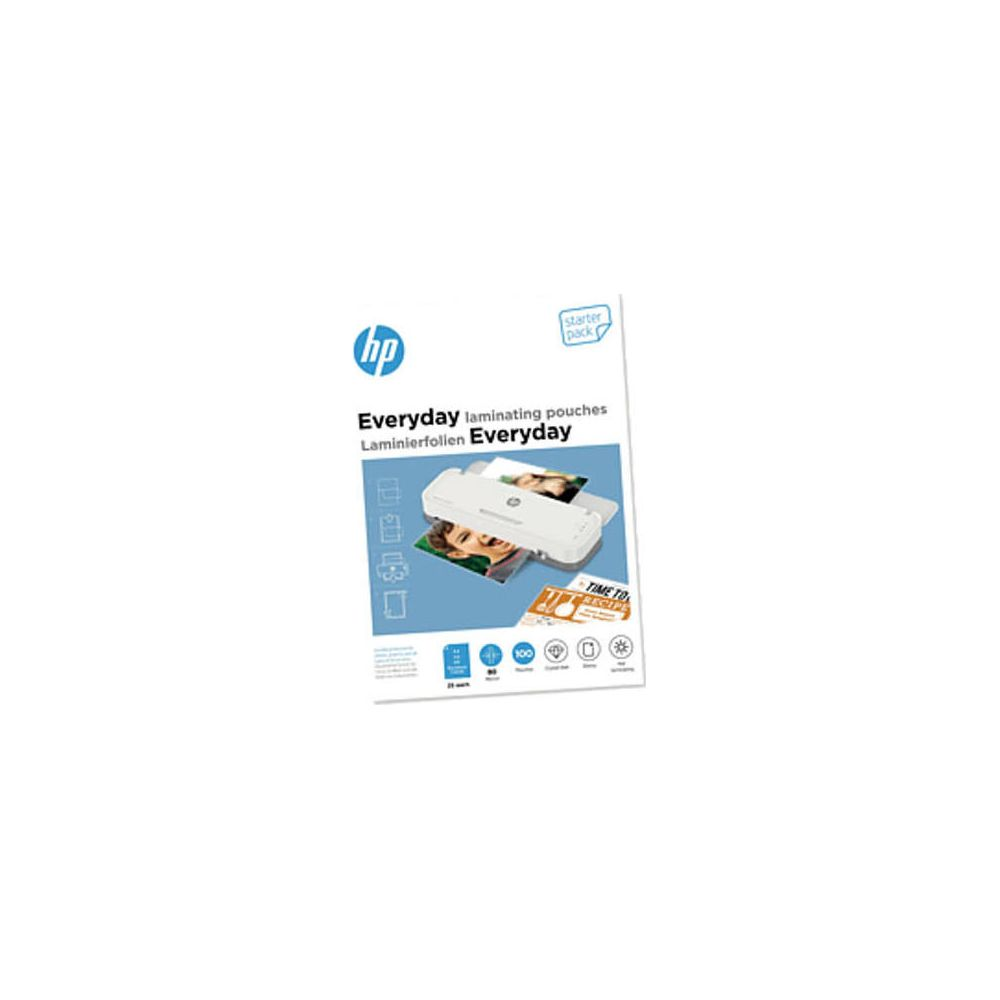 Bustine per plastificazione HP Everyday, starter pack, con plastificatrice e foto.