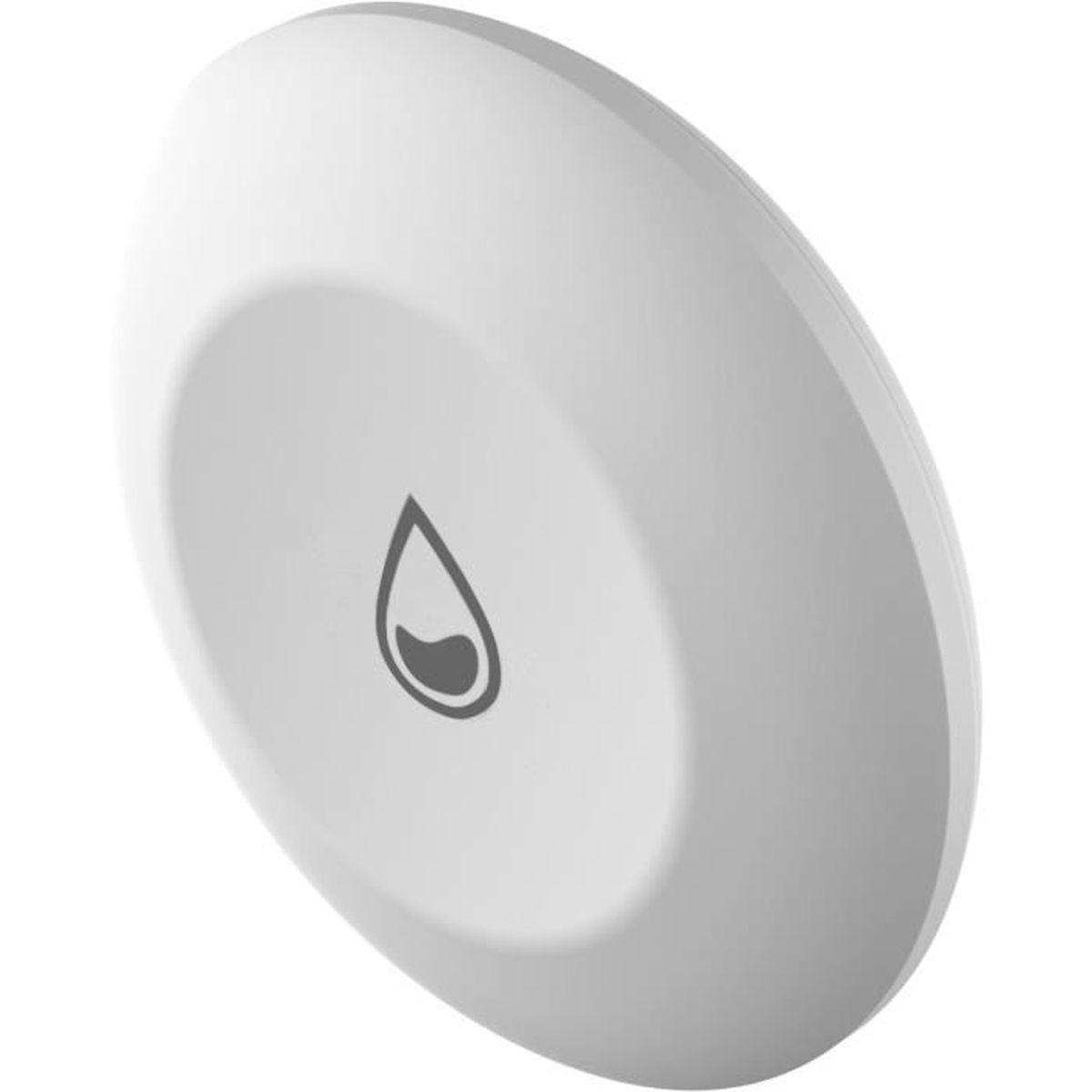 Un sensore rotondo bianco con icona a goccia grigia.