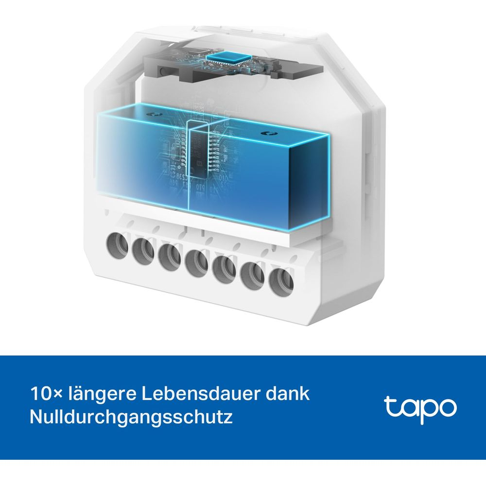 Ein weißer Smart Switch mit offenem Gehäuse, der Schaltkreise zeigt.