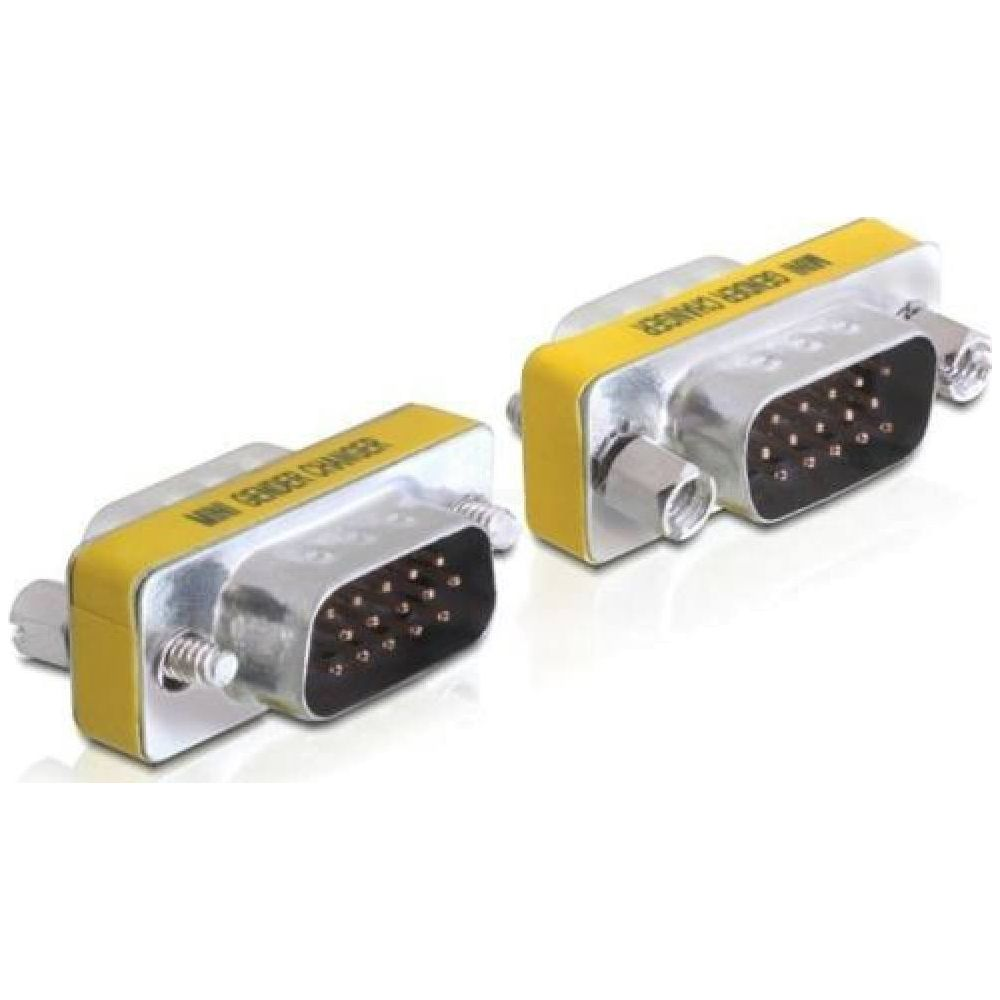 Due adattatori per cambio genere VGA giallo-argento con pin.