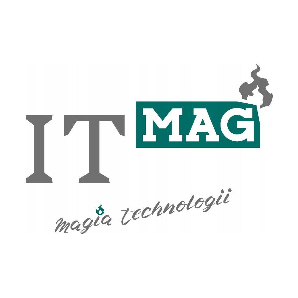 Logo: IT MAG con slogan 'magia technologii' e icona fiamma.