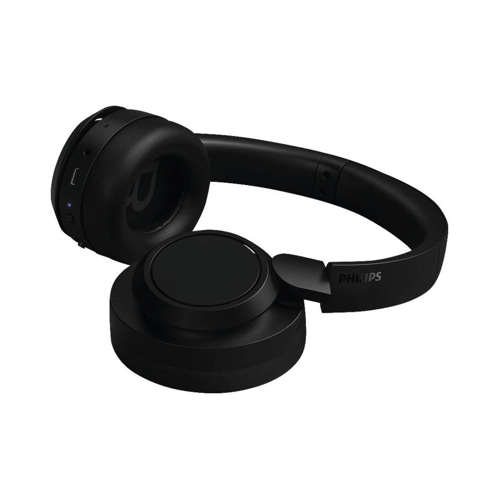Auriculares Philips negros con almohadillas acolchadas y diadema ajustable.