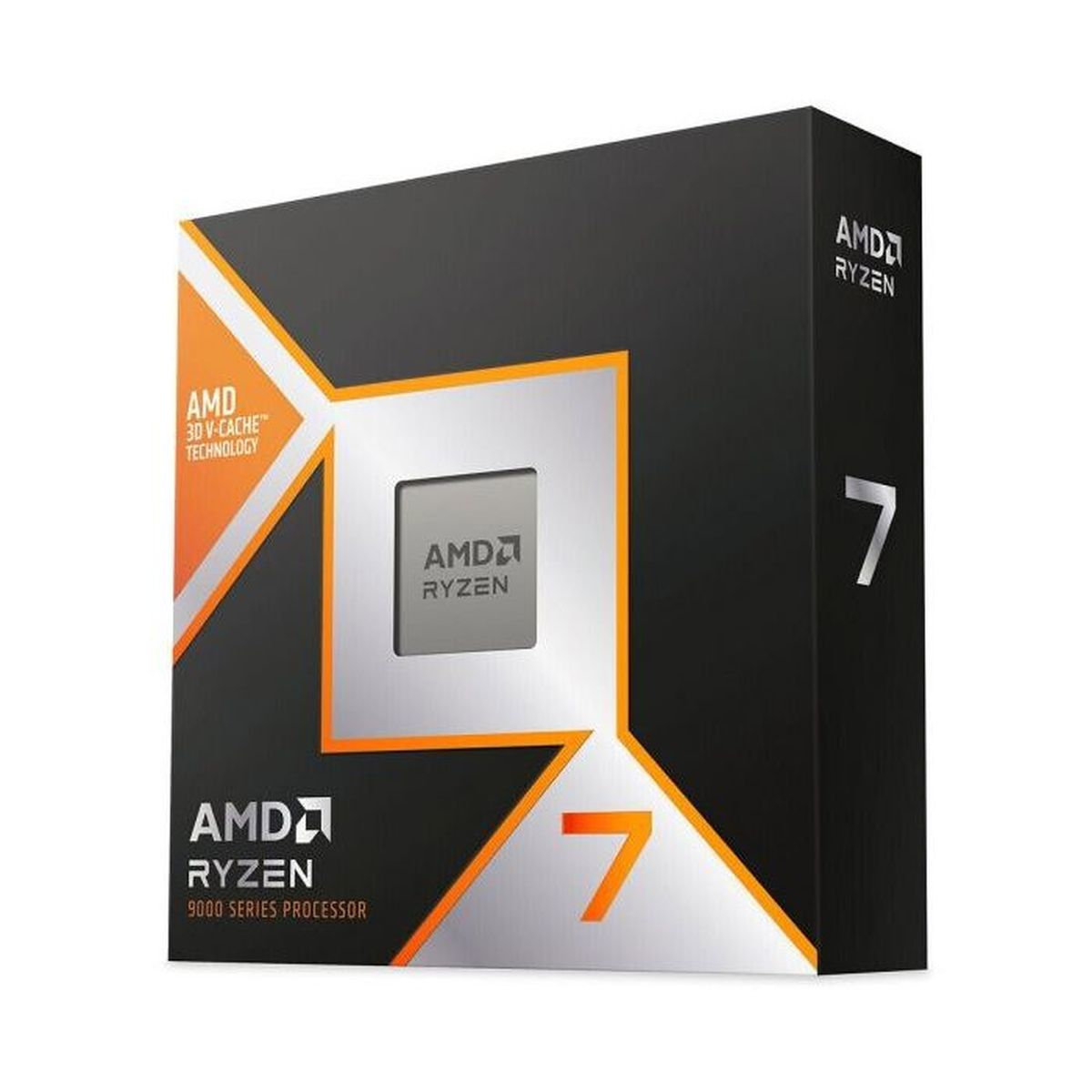 Pudełko procesora AMD Ryzen 7 serii 9000 z technologią 3D V-Cache.