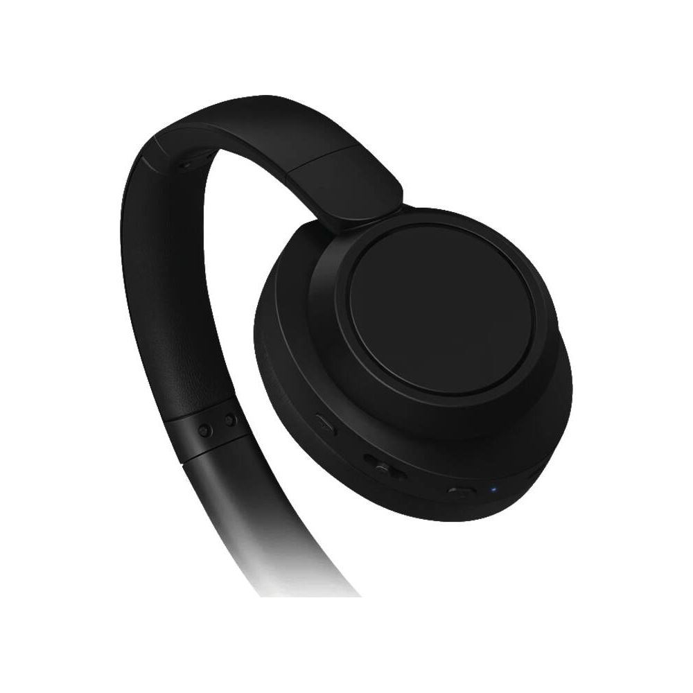Auriculares negros supraaurales con diadema y almohadillas acolchadas.