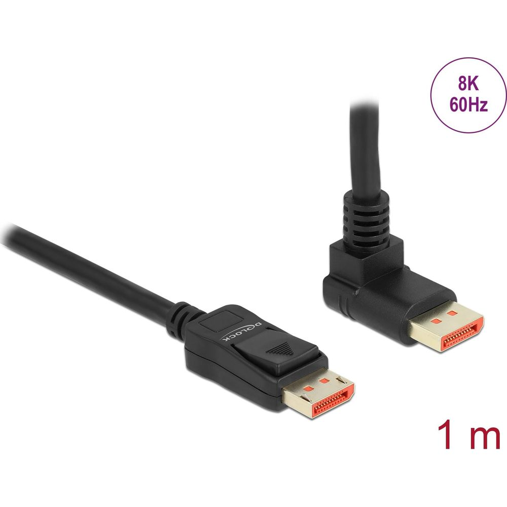 Un cavo DisplayPort nero da 1m, supporta 8K 60Hz.