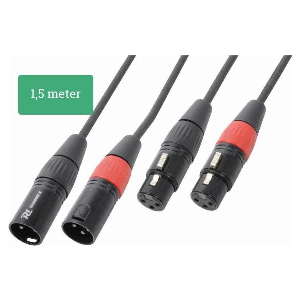 Tres cables XLR negros con anillos rojos, de 1,5 metros.