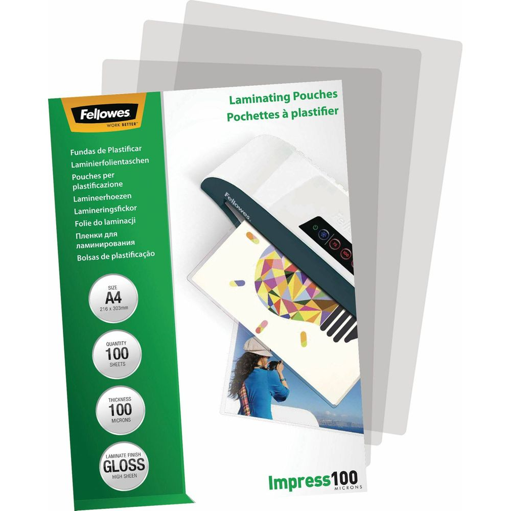 Fellowes Laminierfolien: A4, 100 Blatt, 100 Mikron, Glanz.