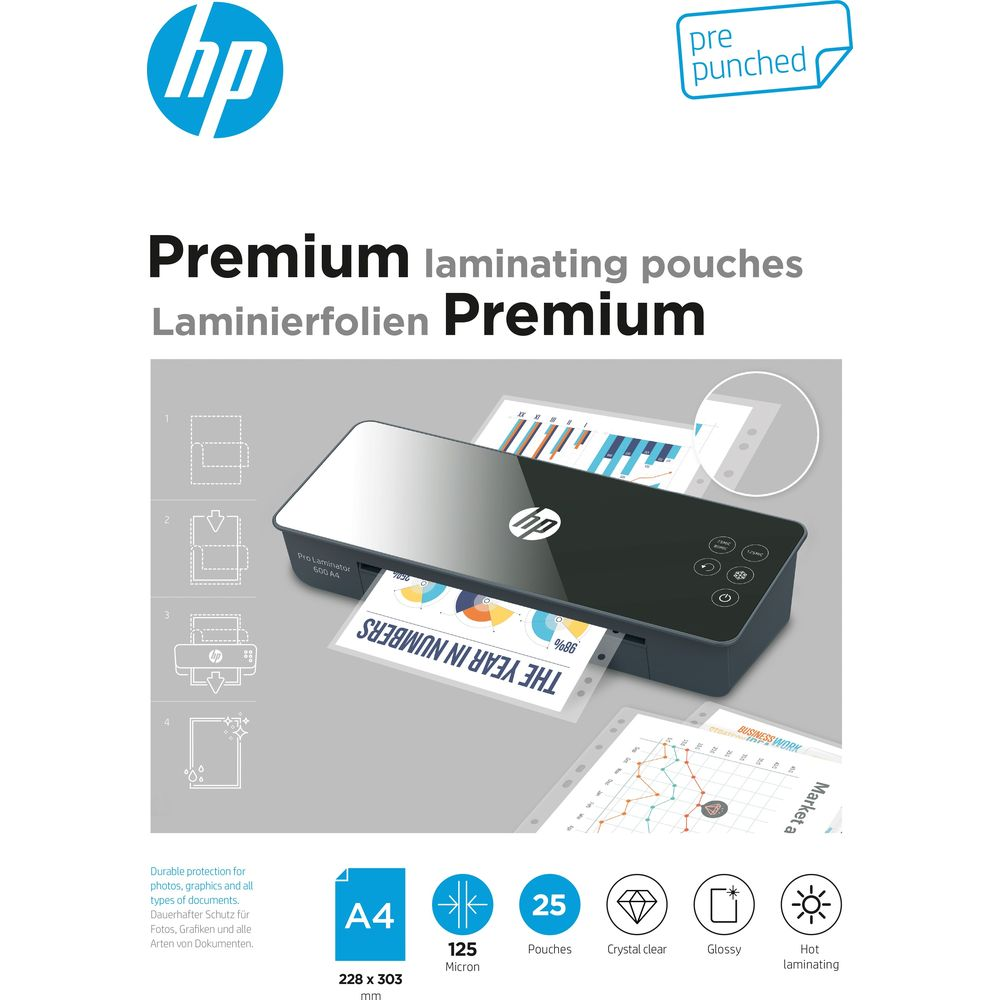 Plastificatrice HP con buste per plastificazione Premium formato A4.
