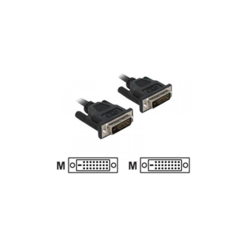 Twee zwarte DVI-kabels met gouden connectoren op witte achtergrond.