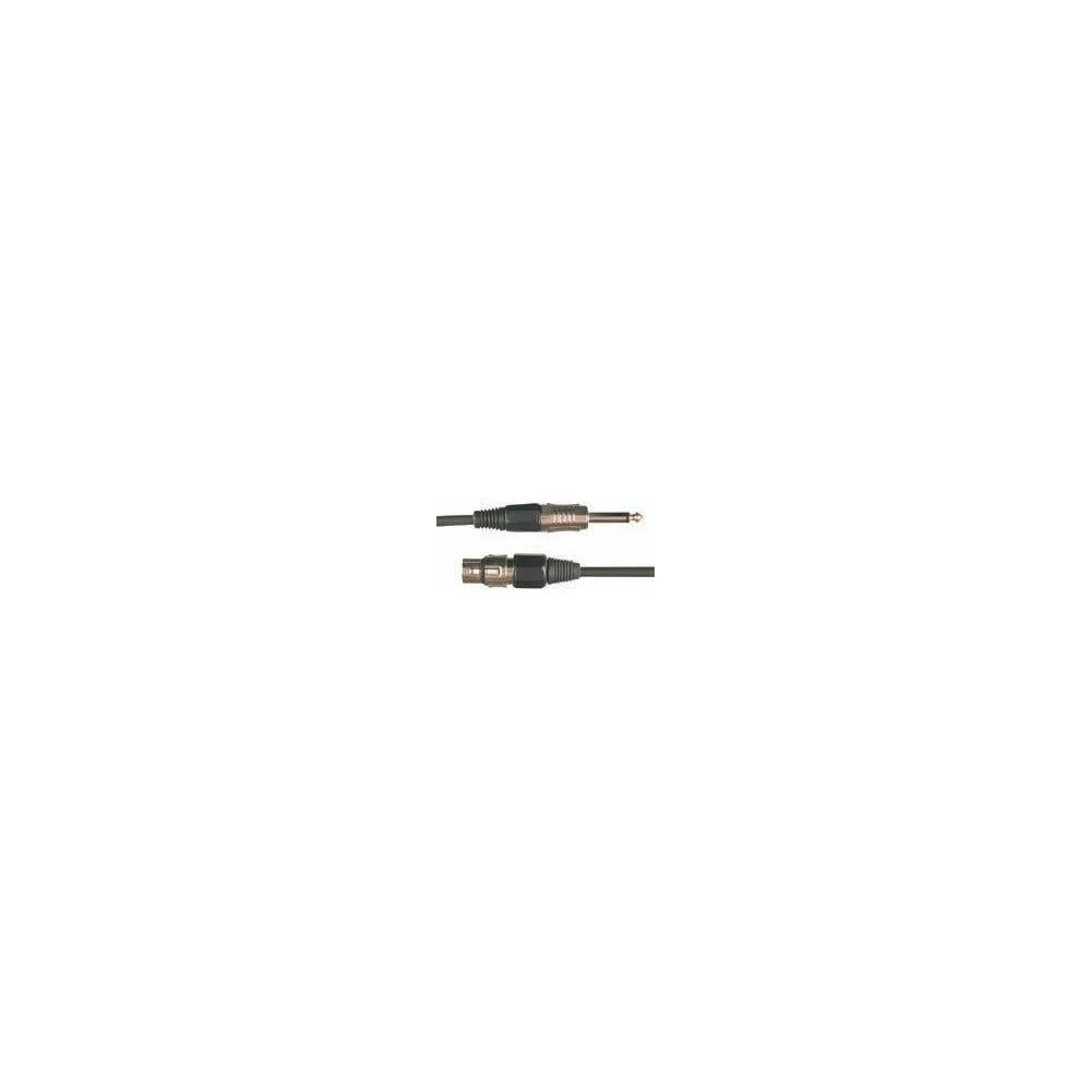 Un cable de audio negro con conectores XLR y jack.