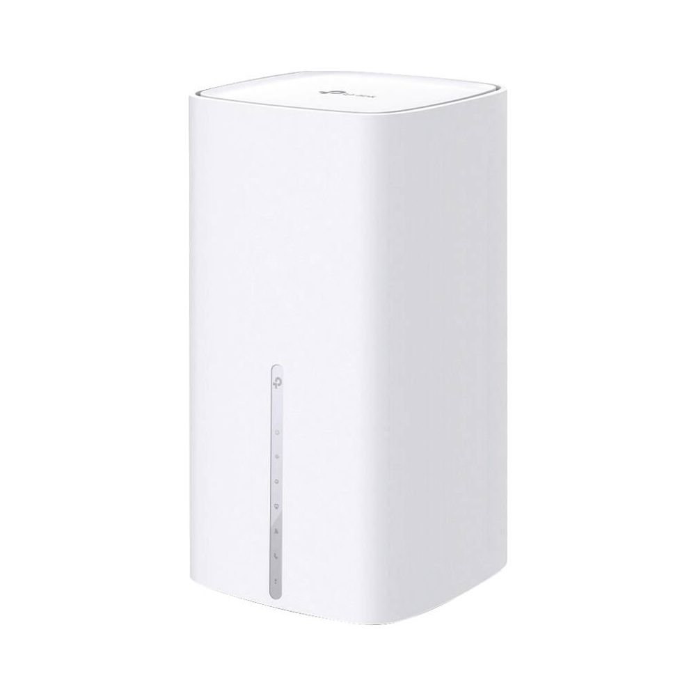 Biay, prostoktny router z logo TP-Link na górnej obudowie.