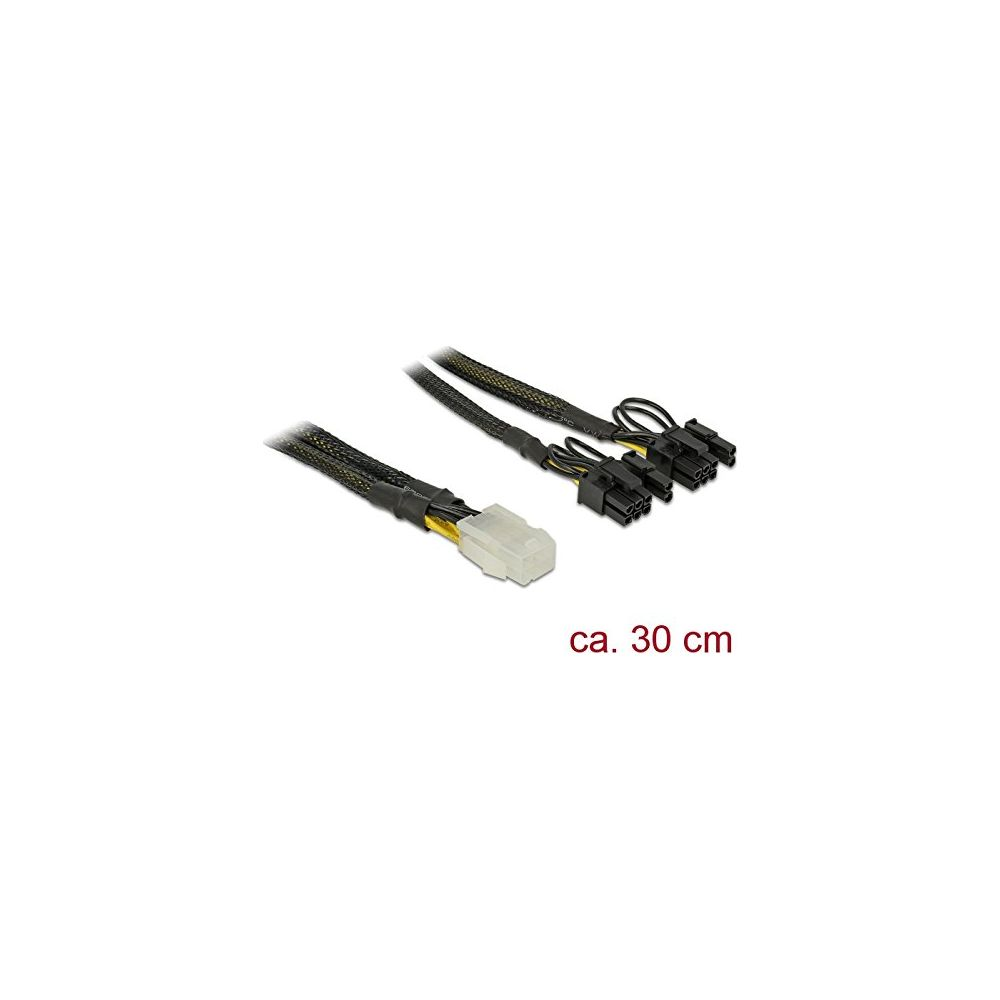 Due cavi neri a strisce gialle con connettori, lunghi circa 30 cm.