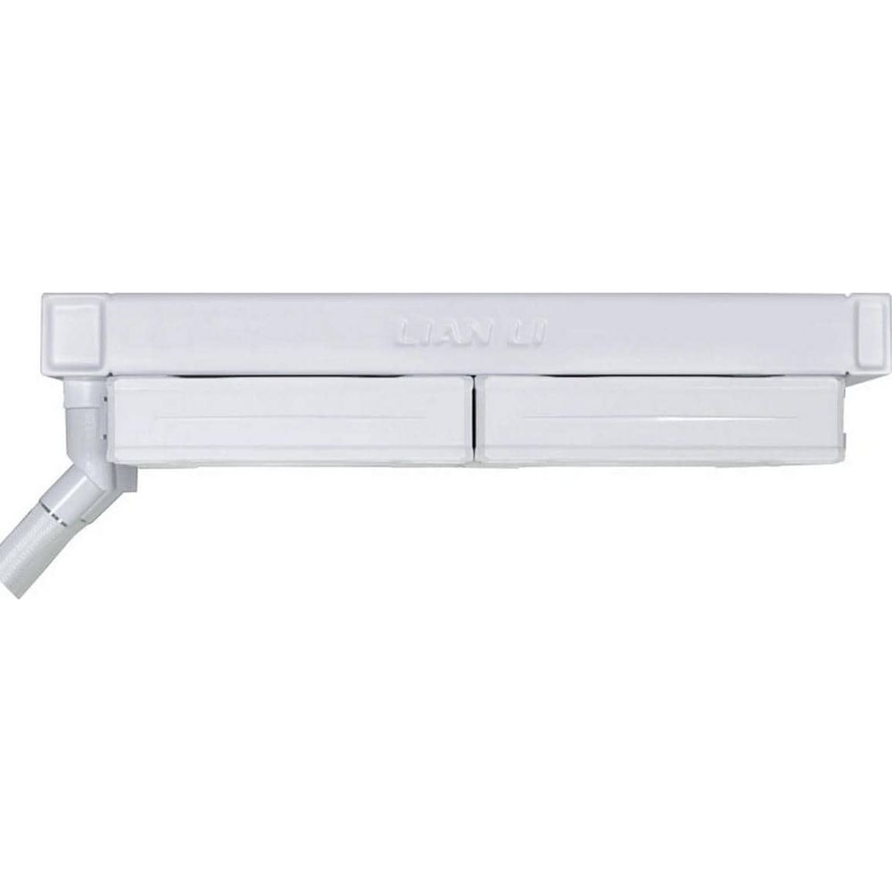 Boîtier d'ordinateur blanc Lian Li avec deux tiroirs à l'avant.