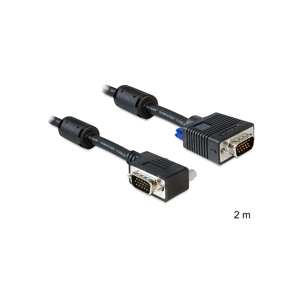 Dwa kable VGA 2m z czarnymi złączami i śrubami.