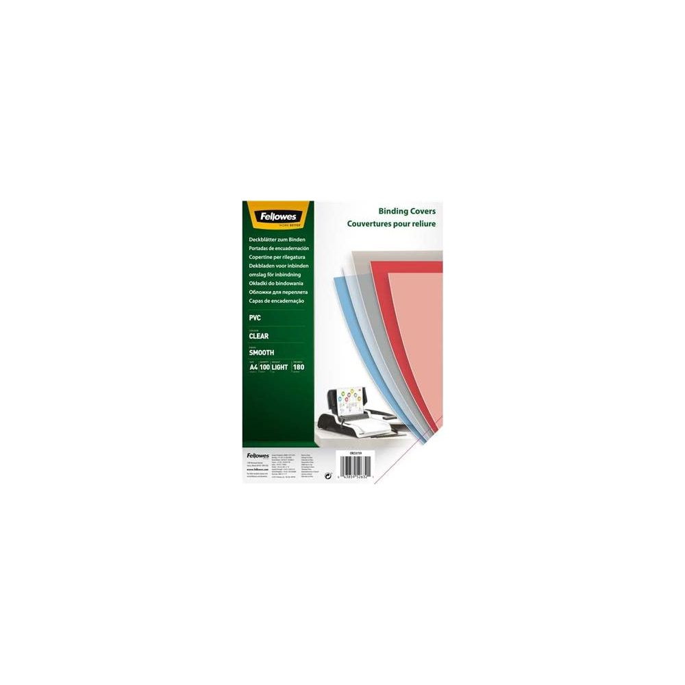 Fellowes Binding Covers: PVC, klar, glatt, A4, 180g, mit Binder.
