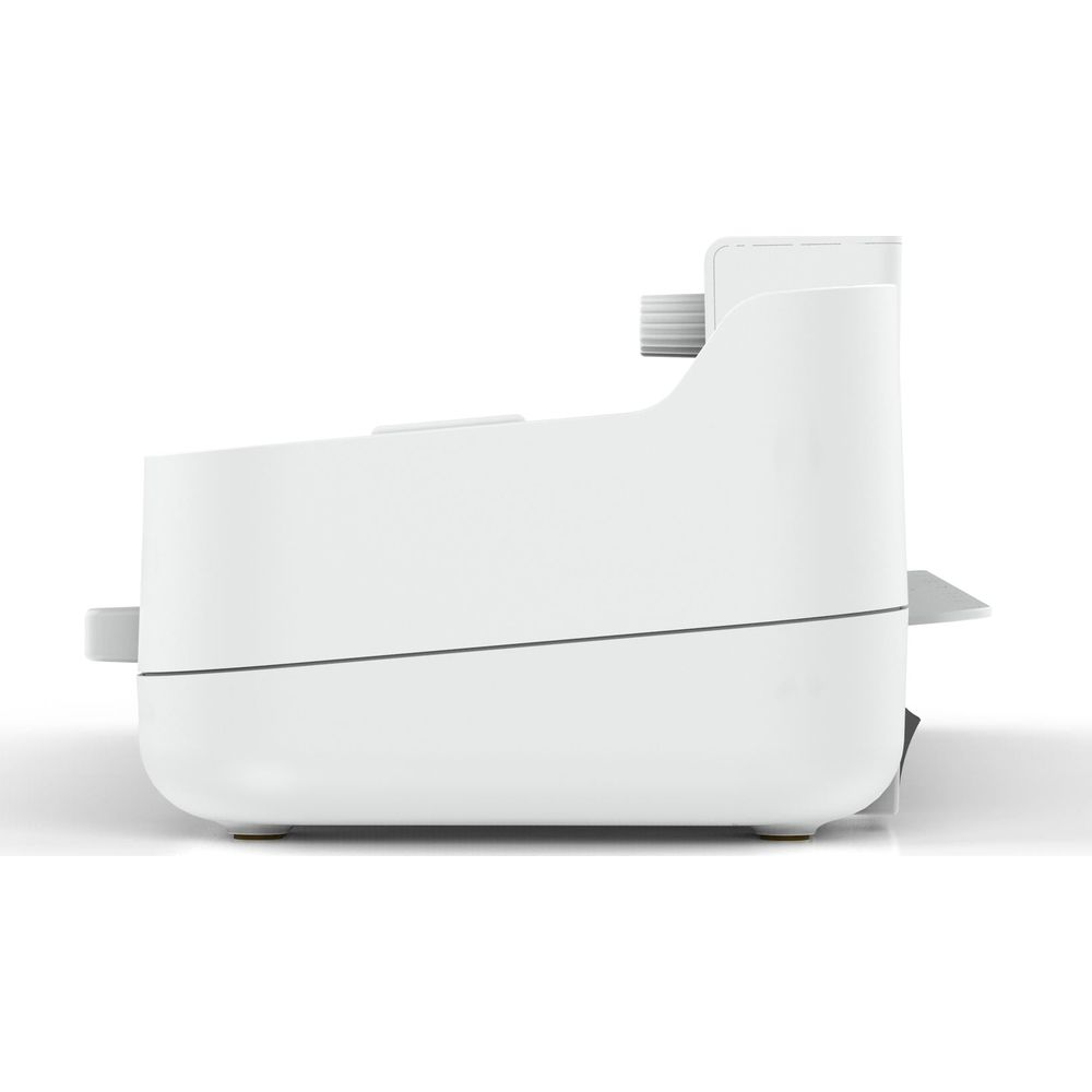 Biała maszyna ze skośnym blatem i szarą linią.