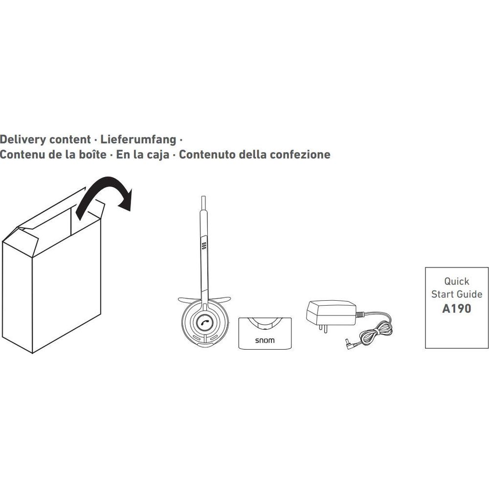 Zawartość: Pudełko, słuchawka, zasilacz, instrukcja A190.