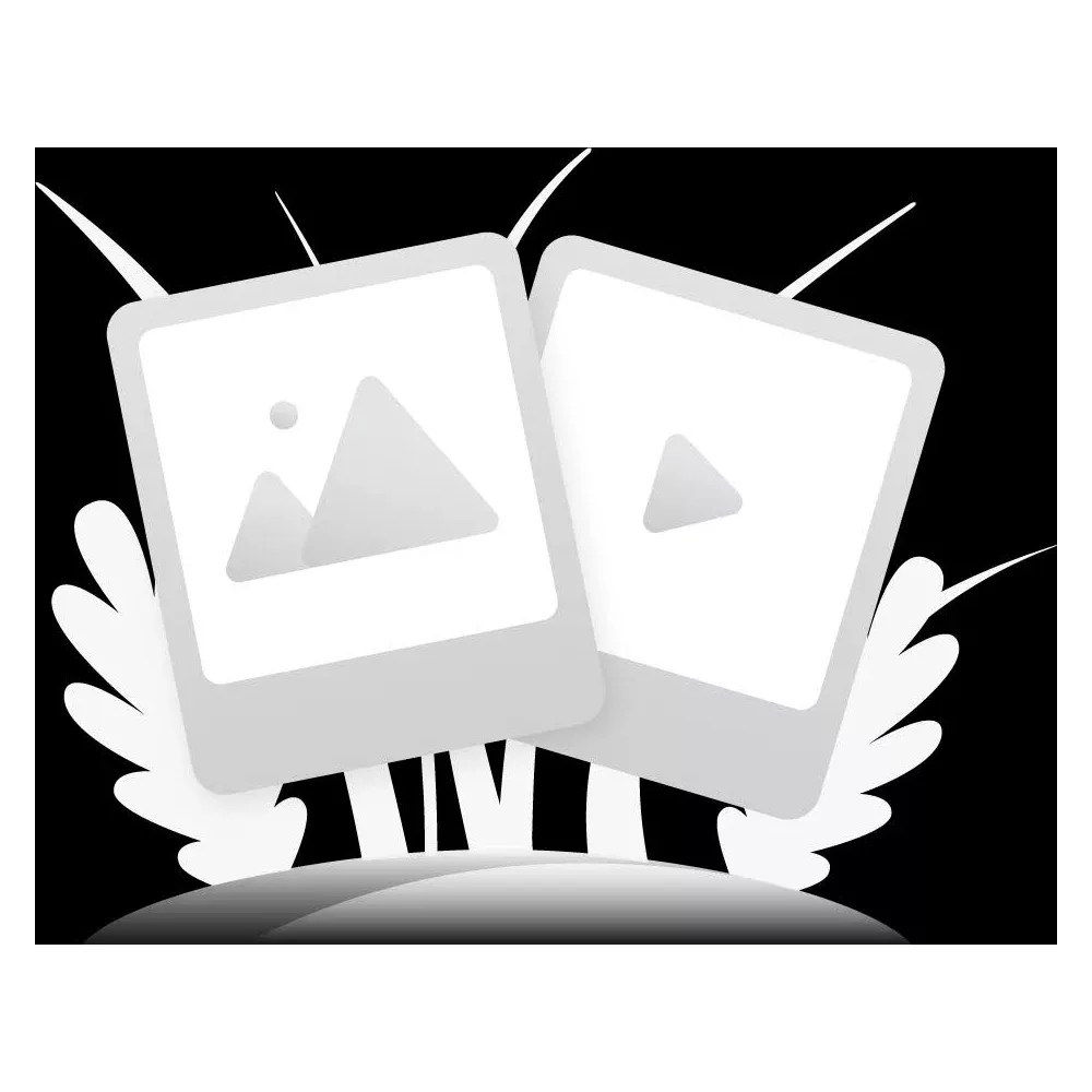 Deux cadres photo gris sur fond noir avec des accents blancs.