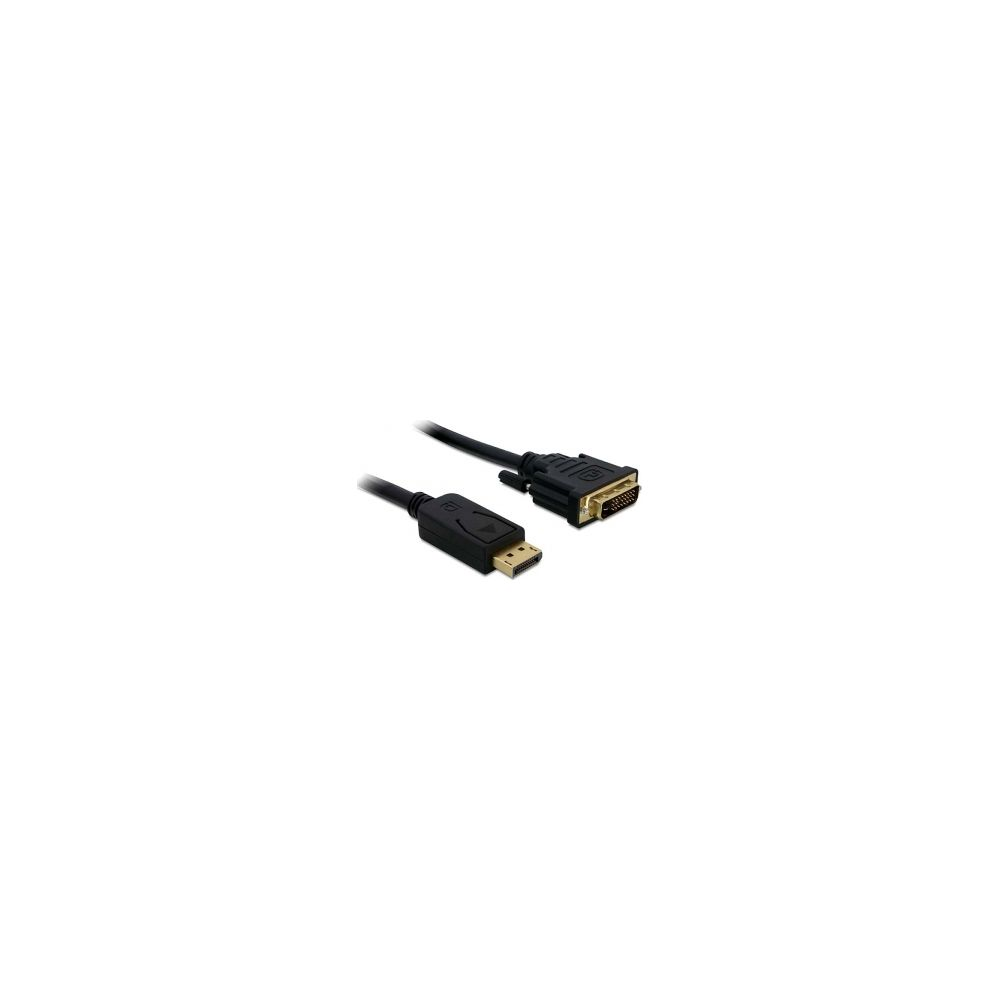 Ein schwarzes Kabel mit DisplayPort- und DVI-Anschlüssen.
