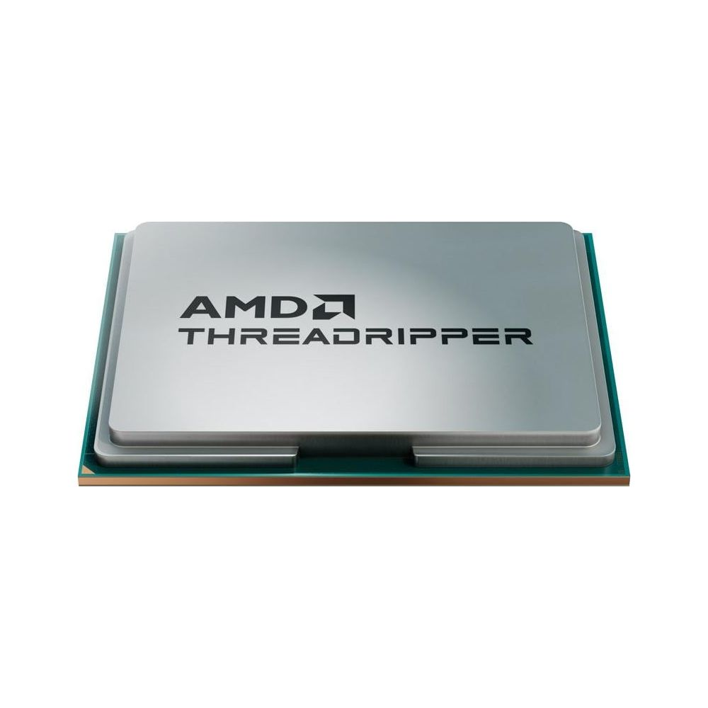 Procesor AMD Threadripper w srebrnej obudowie z czarnymi napisami.
