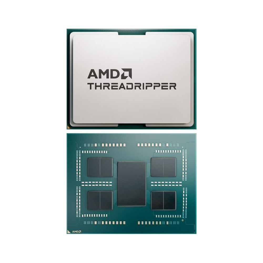 Góra: Procesor AMD Threadripper. Dół: Spód procesora z pinami.