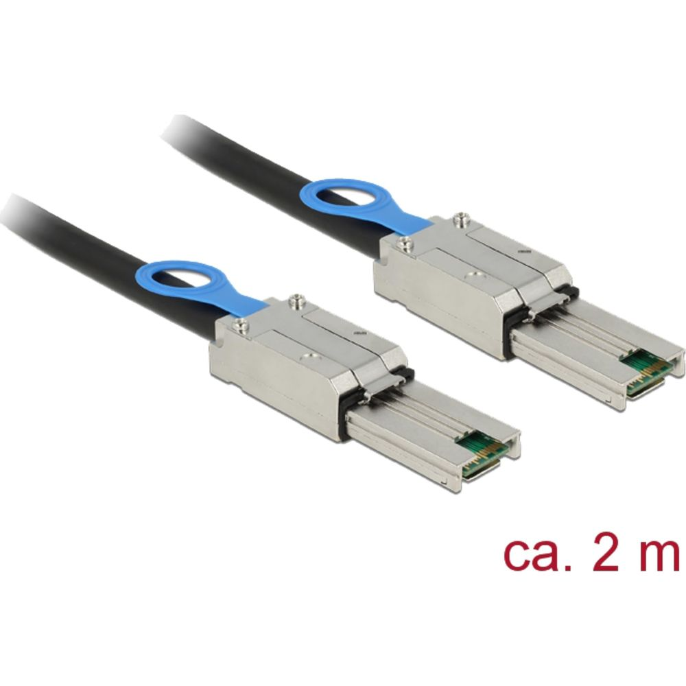 Zwei Netzwerkkabel mit silbernen Steckern und blauen Laschen.