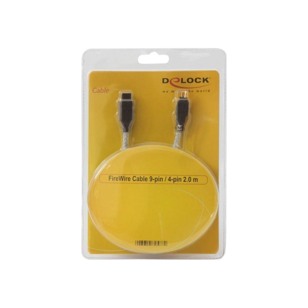 Cavo FireWire con connettori a 9 pin/4 pin, lungo 2,0 m, in confezione.