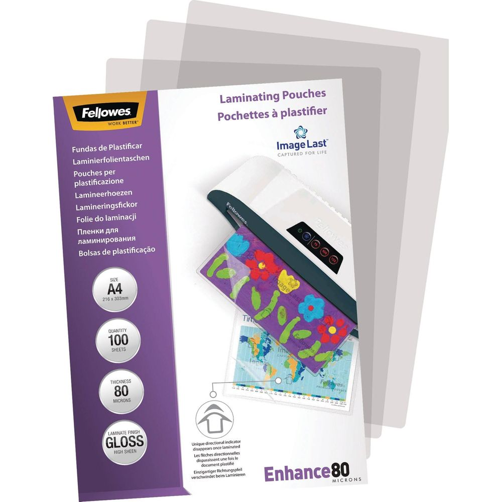 Fellowes Laminierfolien: A4, 100 Stück, 80 Mikron, Glanz.