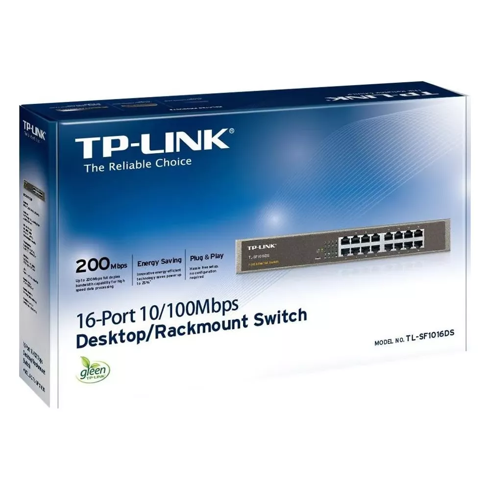 Opakowanie przełącznika TP-Link 16-portowego 10/100Mbps desktop/rackmount.
