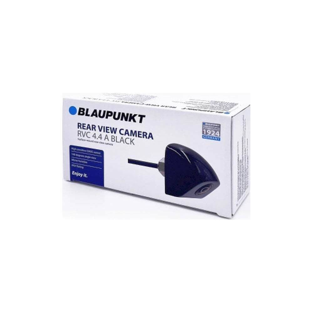 Caméra de recul Blaupunkt RVC 4.4 A BLACK sur emballage blanc.