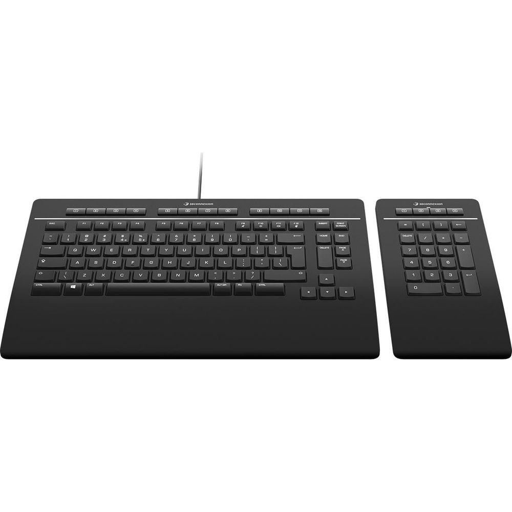 Teclado y teclado numérico negros uno al lado del otro.