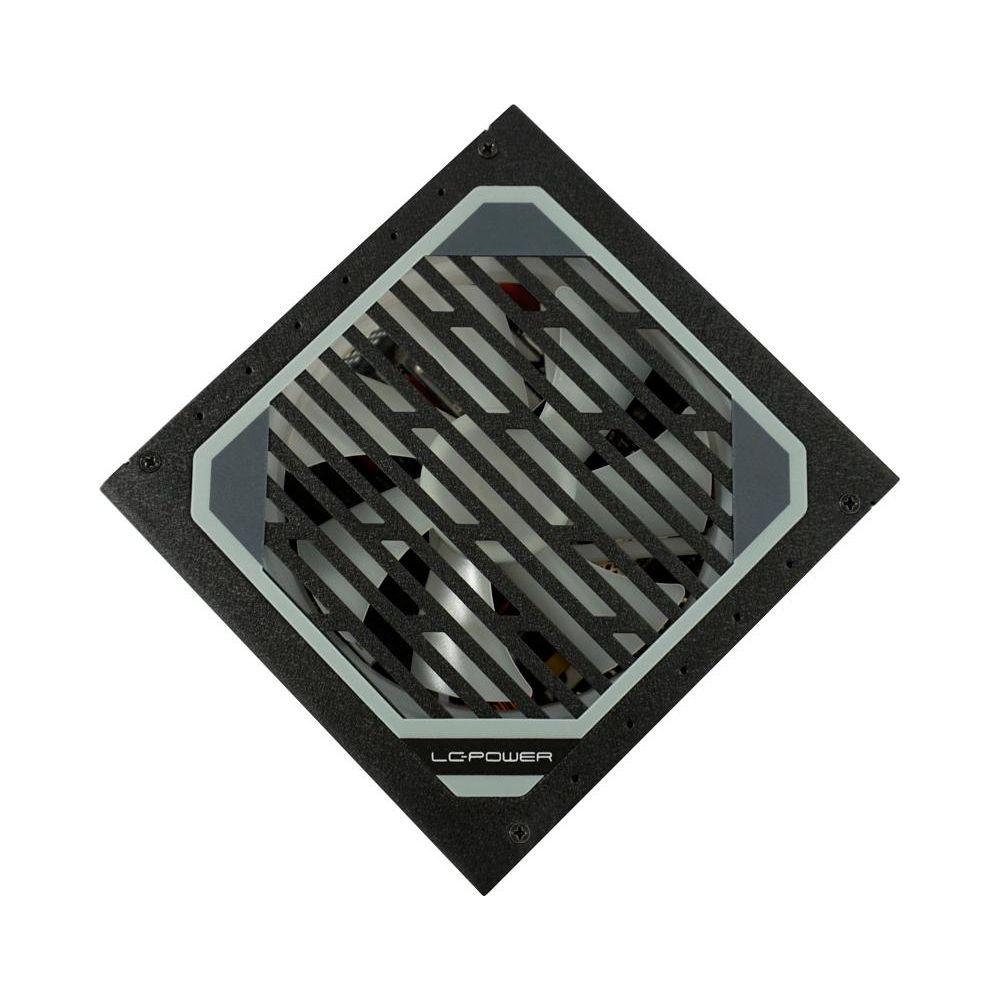 Czarny wentylator PC z szarą kratką i logo LC-POWER.