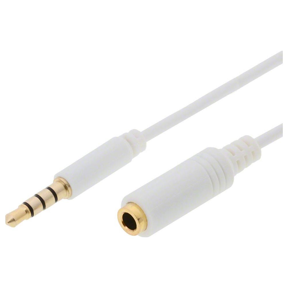 Cavo bianco con spina maschio e presa femmina dorata da 3,5 mm.