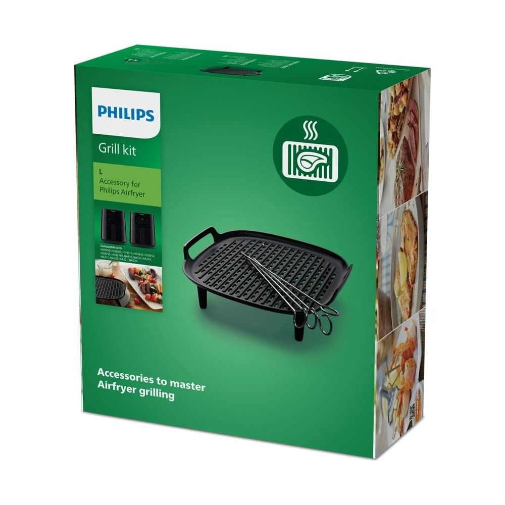 Accessorio Kit Griglia Philips per friggitrice ad aria con piastra e pinze.