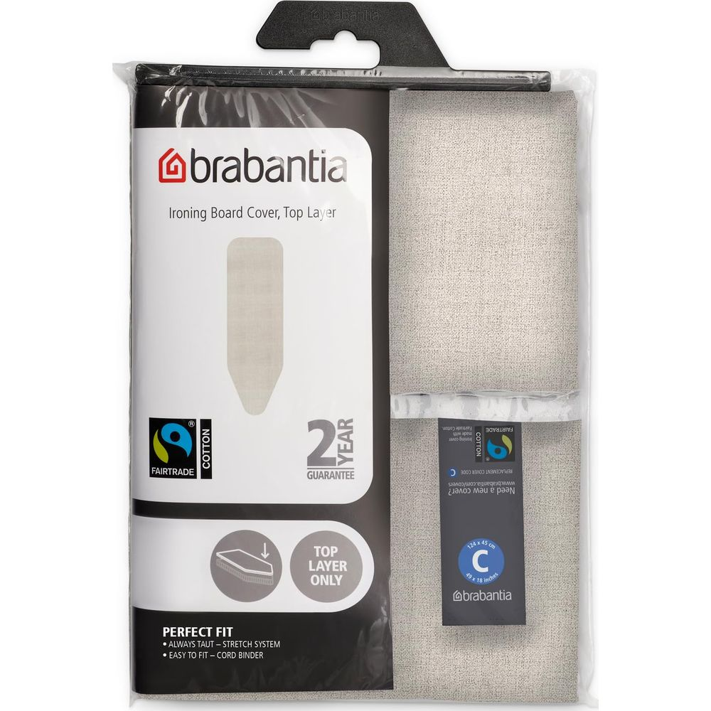 Housse de planche à repasser Brabantia, couche supérieure, couleur naturelle, coton Fairtrade.