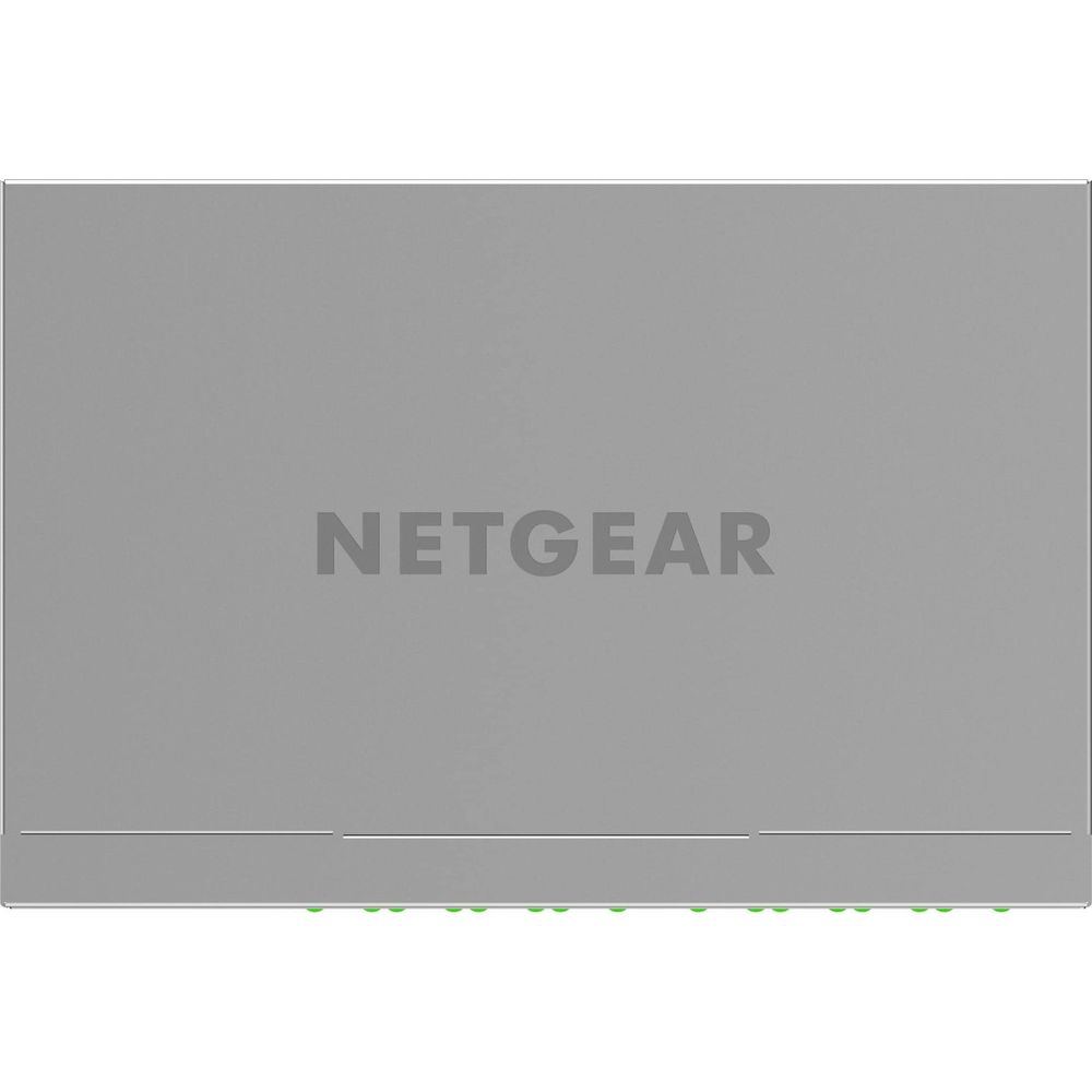 Dispositivo Netgear grigio con porte di ricarica in basso.