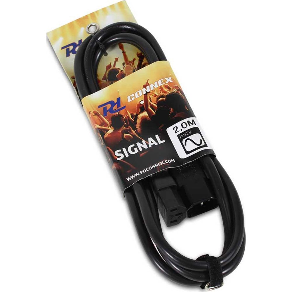 Cable de alimentación negro con enchufe y toma, 2,0M, PD Connex.